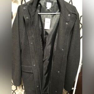 J. Jill Gray Mock Neck Button Zip Up Jacket Coat Size Medium.